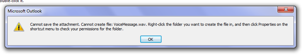 невозможно открыть чувства в Outlook 2010, невозможно создать файл